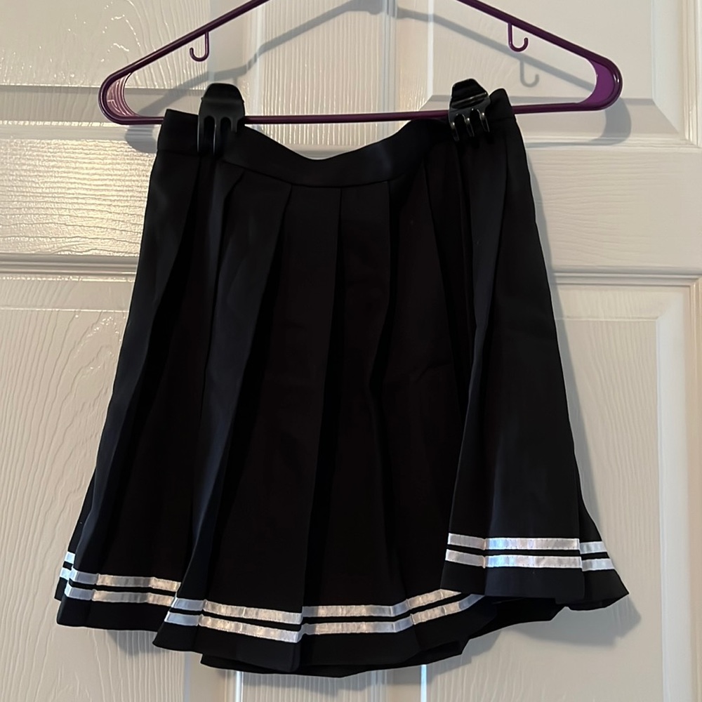 School girl pleated black with white stripe mini skirt S cosplay sailor moon